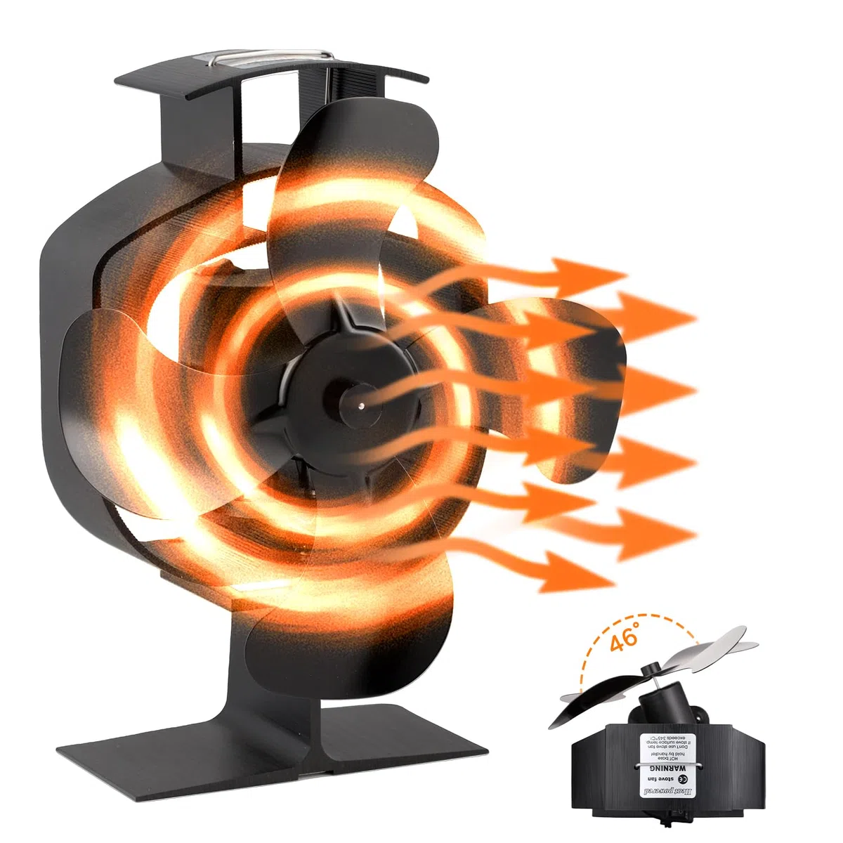 Ventilatore Per Stufa a Legna, Ventilatore oscillante per camino, Ventola Stufa Legna con 4 Pale, Ventola da Caminod Silenzioso Alimentato Calore, Efficiente Ventilatore per stufa