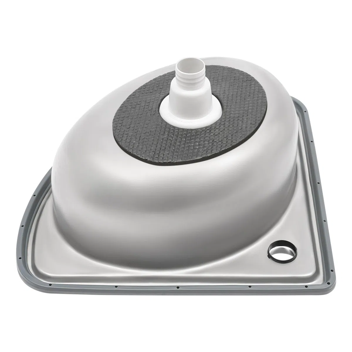 Piccolo lavabo da parete per bagno, lavabo angolare triangolare, mini lavandino ad angolo in acciaio inox per camper e piccoli spazi, 17 x 14,5 pollici, lavabo triangolare argentato con e