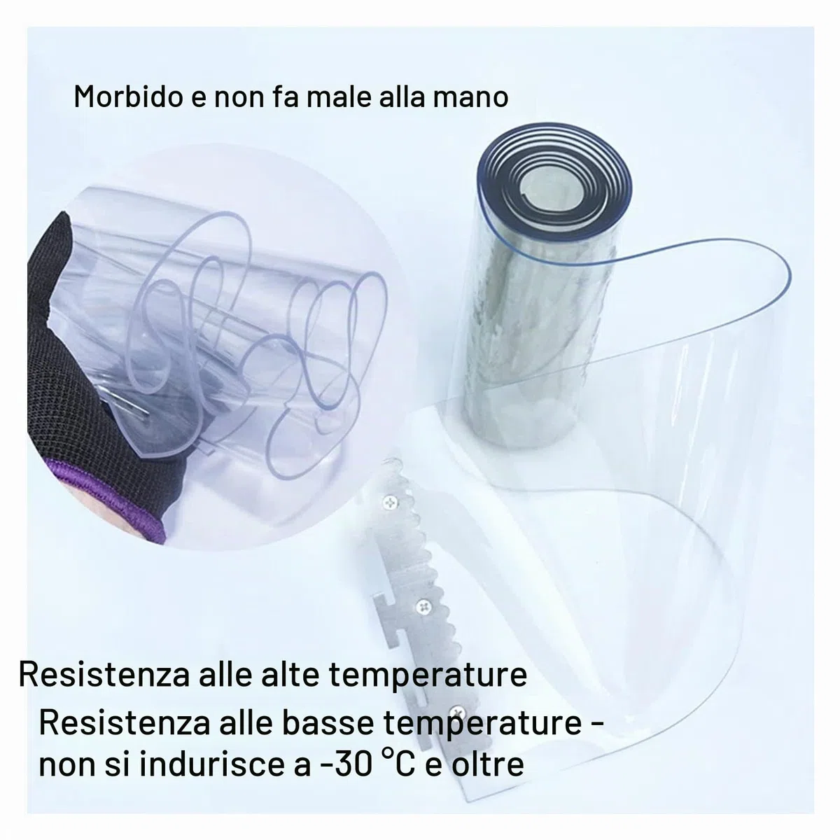 Strisce per Tende in PVC Trasparente/Tenda per Porta a Strisce di Plastica Robusto Strisce in PVC Tenda per Porta a Strisce in Vinile per Fabbrica, Box Auto(75x210cm)