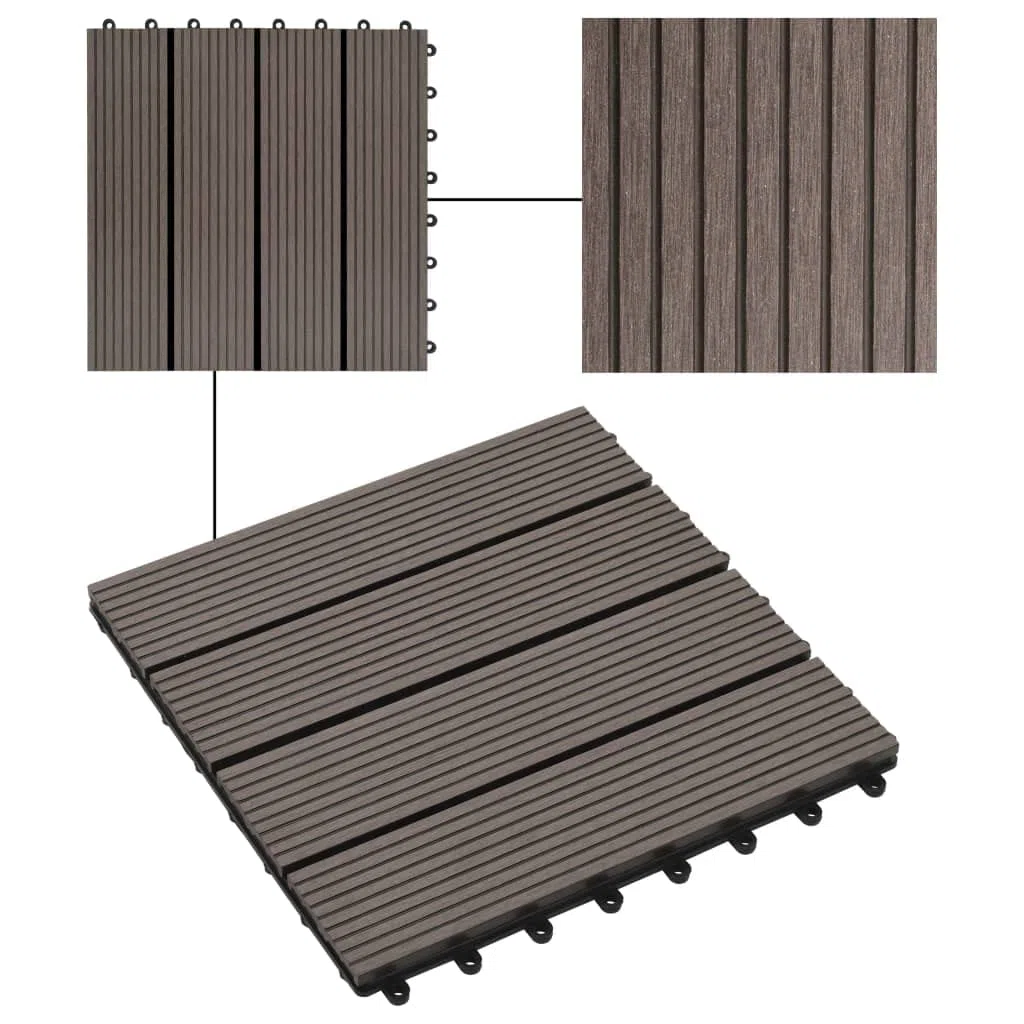 vidaXL 11 Piastrelle per Terrazza WPC Marrone Scuro Pavimento Patio