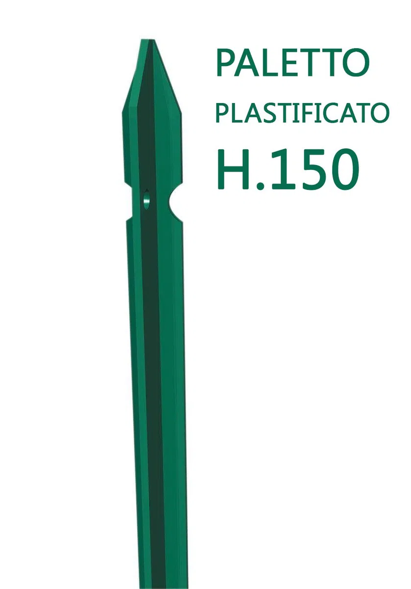 NEXTRADEITALIA CF da 10PZ Palo a T altezza 150 CM per recinzione PLASTIFICATO, paletto per recinzione in ferro sezione T mm 30x30x3 Verde