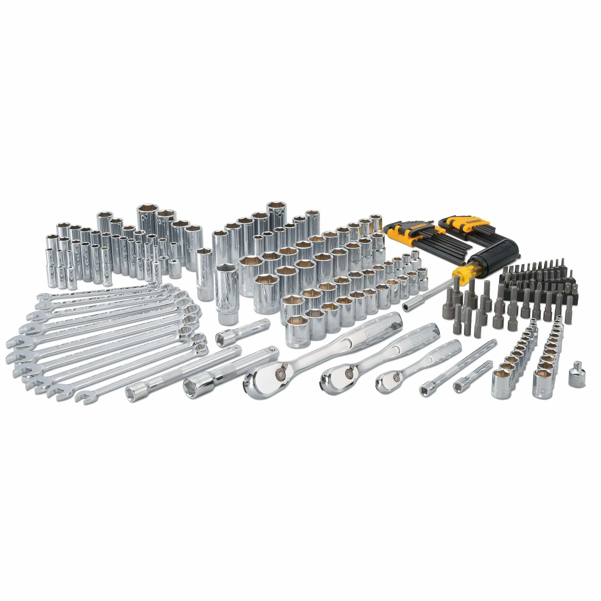 DEWALT Set di strumenti meccanici, unità da 1/4" e 3/8" e 1/2", SAE/Metric, 205 pezzi (DWMT81534)