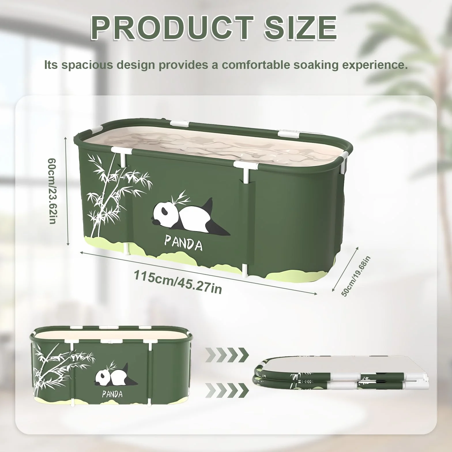 Vasca da bagno pieghevole 115 x 60 x 50 cm, mobile vasca da bagno per doccia, portatile, rimovibile, per bagno caldo e bagno di ghiaccio, per adulti