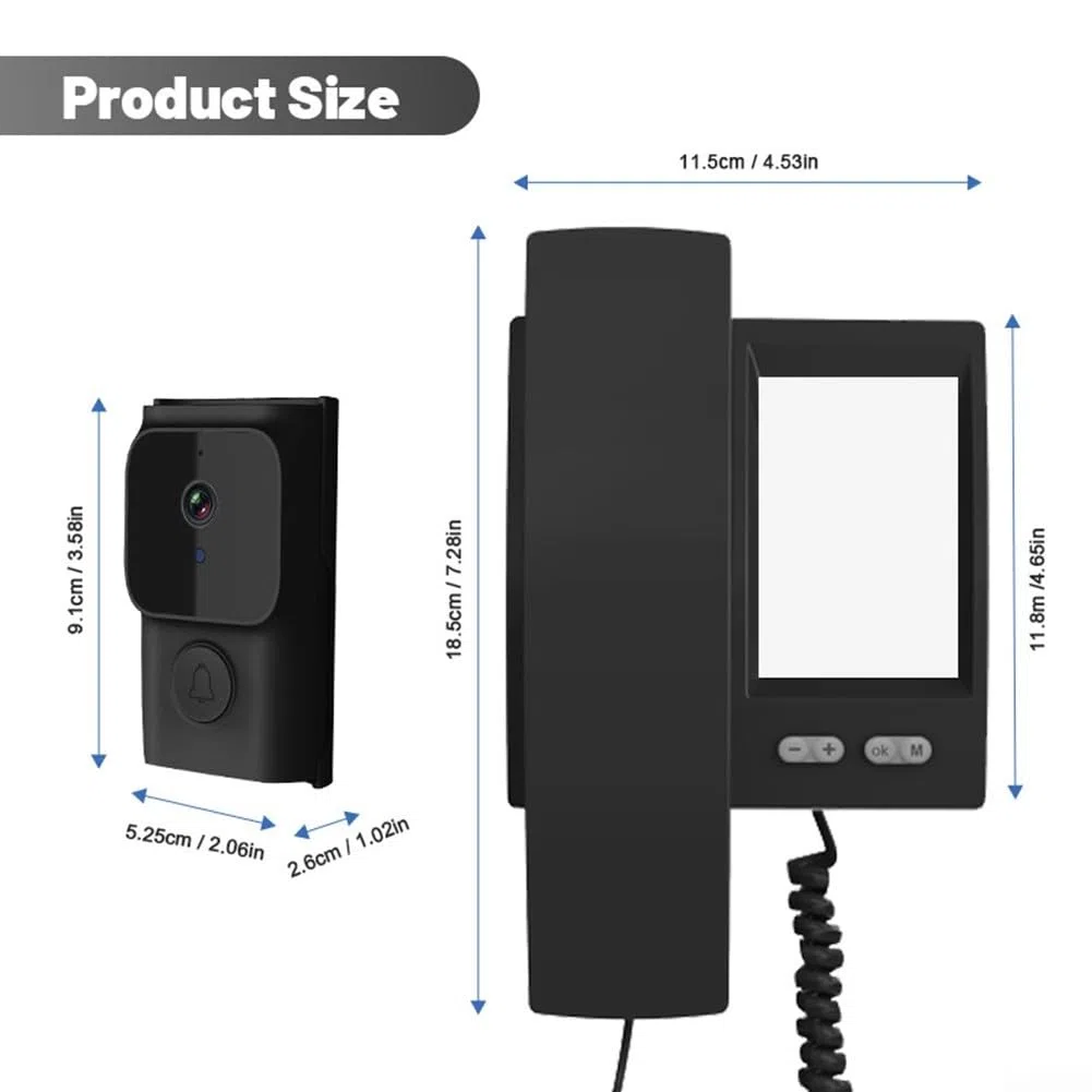 Videocitofono con schermo IPS da 3,5 pollici, comunicazione bidirezionale wireless, visione notturna a infrarossi, nessuna configurazione Internet, campanello regolabile per uso domestico (nero)