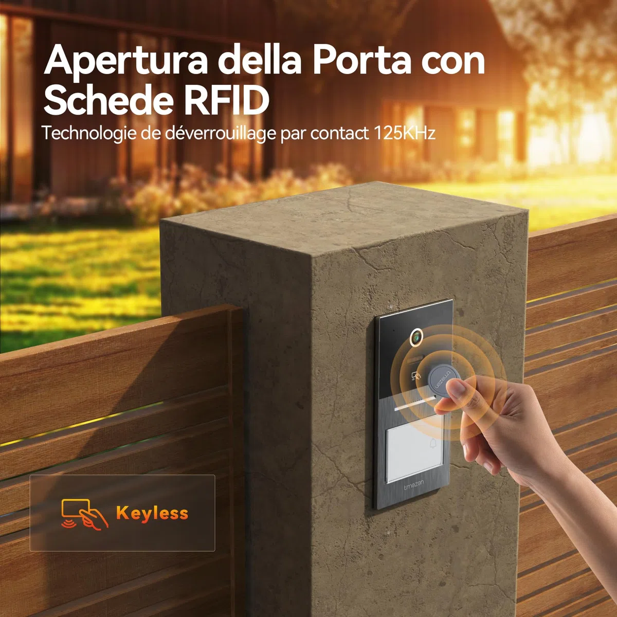 TMEZON Videocitofono Smart 2 Fili Video Citofoni Y70,Campanello Esterno con Telecamera,APP/Carta RFID Unlock,Rilevare Movimento Umano Intelligente,Monofamiliare