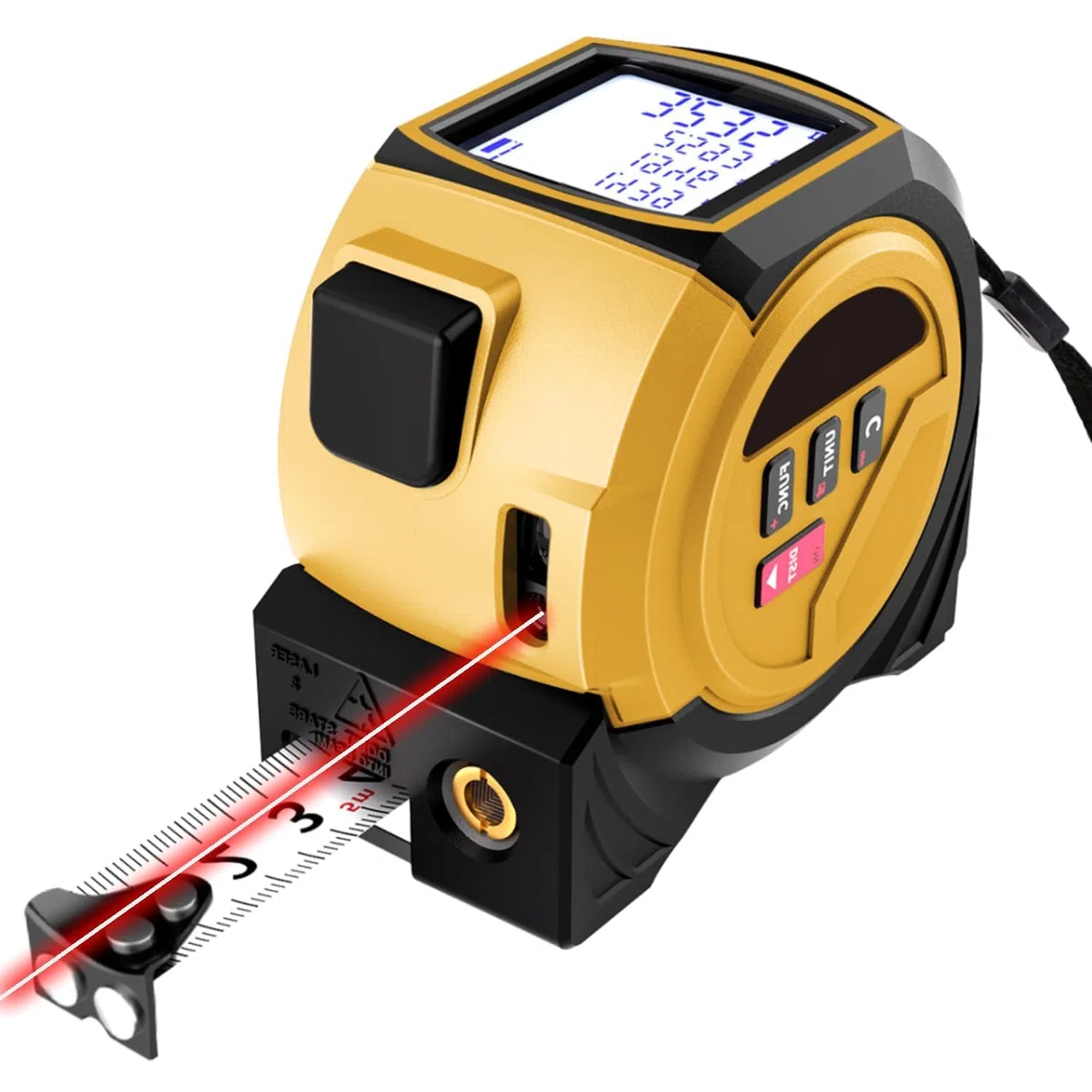 Metro a Nastro Laser, 60m Misuratore Laser e 5m Metro a Nastro, Memoria Per 20 Misurazioni, Unità Ft/In/M, per Misurazione di Distanza, Area e Volume