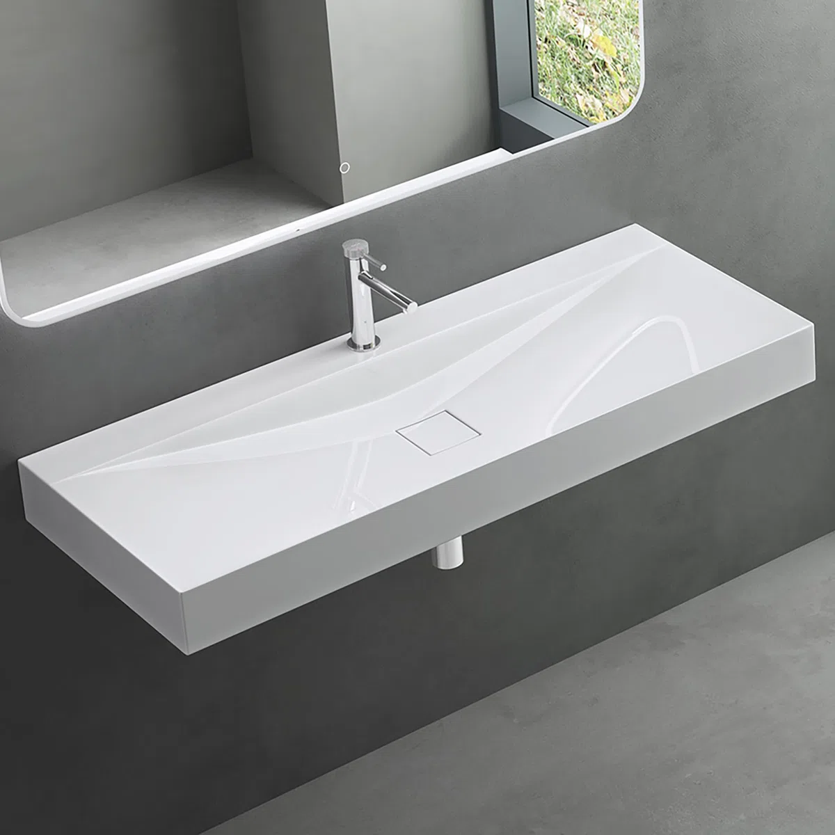 Mai & Mai Lavabo da Appoggio 120x48x10cm,Lavabo Bagno Sospeso Lavandino Bagno Rettangolare Colossum810 da Marmo Fuso