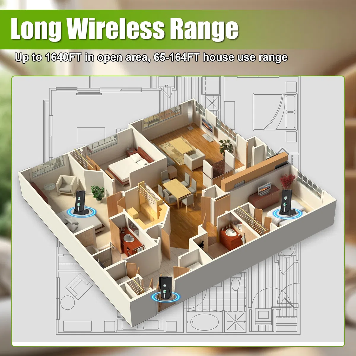 3 Pezzi Campanelli Interfonici Senza Fili, Interfono Vocale Bidirezionale 500M, Wireless Campanello a Lungo Raggio Impermeabile con luce indicatore e lunga durata, per Casa Ufficio Hotel