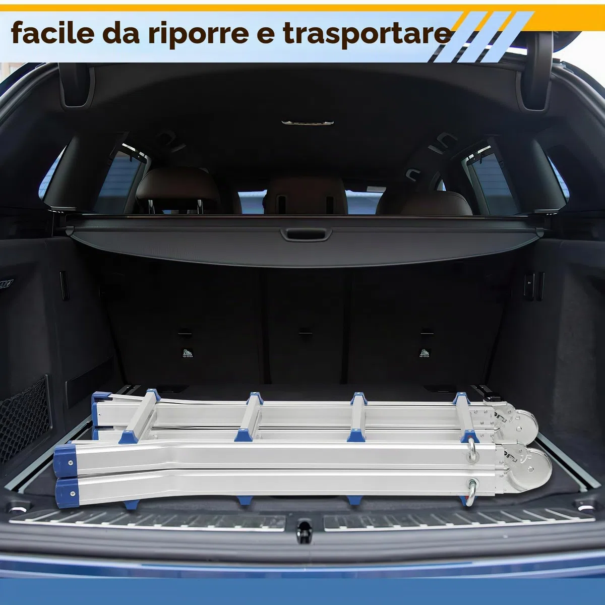 Daromigo Scala telescopica multifunzione, scala 3 in 1, 402 cm, 4 x 4 pioli, scaletta pieghevole, portata massima 150 kg, scala a scorrimento