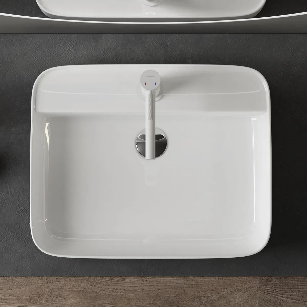 doporro Lavabo da Appoggio 50x40x13,5cm, Lavandino Bagno Brüssel107 in Ceramica con Nano Rivestimenti inclusi, Bianco