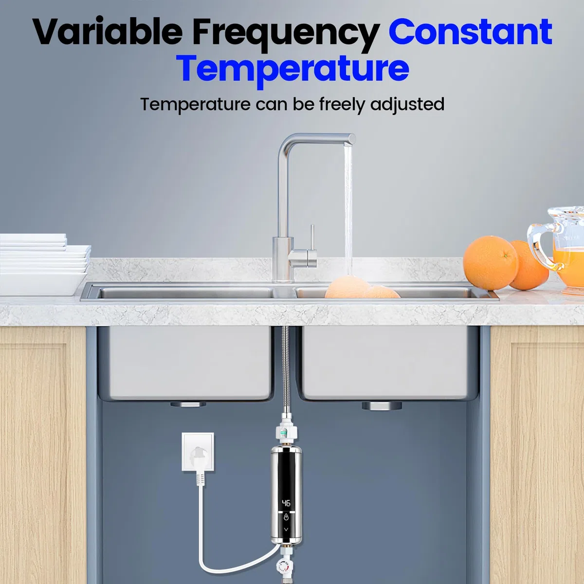 Scaldabagno elettrico 220 V 3500 W Mini scaldabagno istantaneo intelligente con indicatore di temperatura, adatto per bagno, cucina