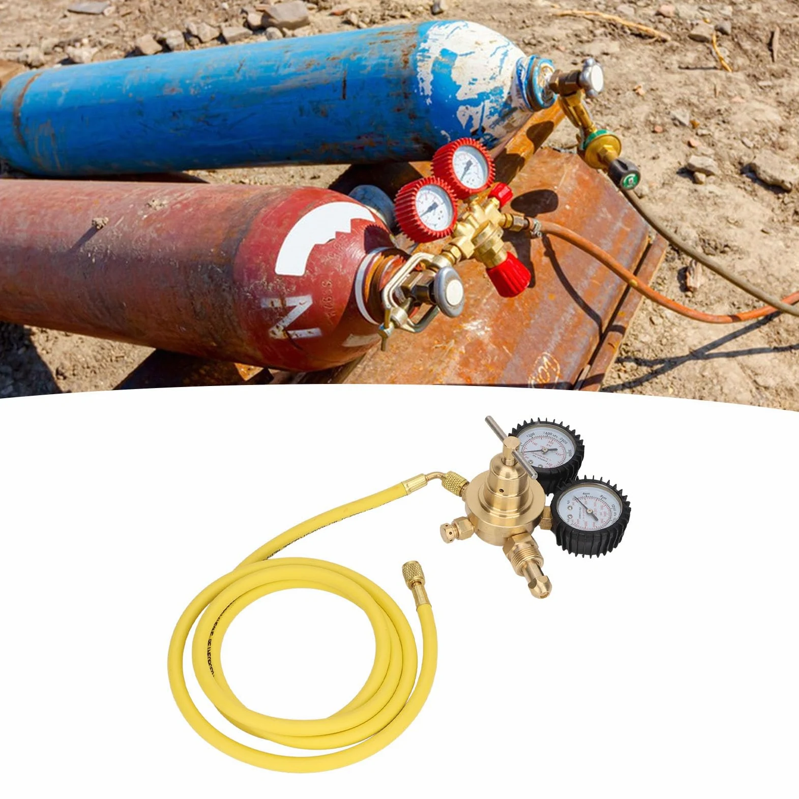 Regolatore di Manometro per Azoto, Regolatore di Azoto a Bassa Pressione, Misurazione di Connessione dell'uscita dell'Ingresso in Ottone, Filettatura di Ingresso del Calibro di CGA580 Filetta 1/4,