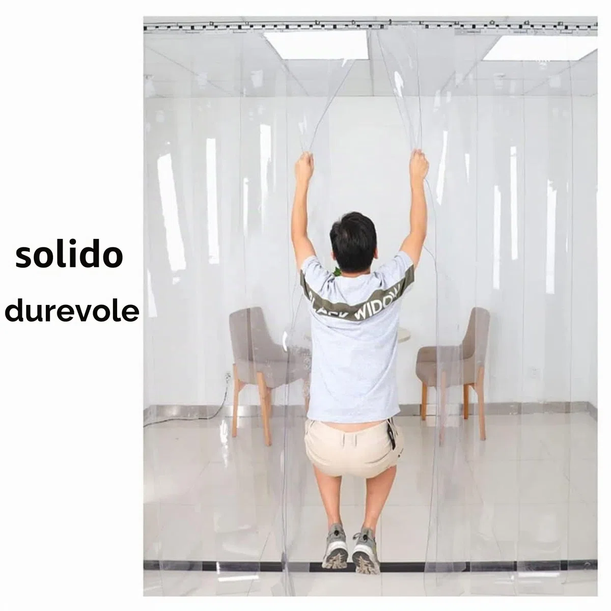 Strisce per Tende in PVC Trasparente/Tenda per Porta a Strisce di Plastica Robusto Strisce in PVC Tenda per Porta a Strisce in Vinile per Fabbrica, Box Auto(75x210cm)