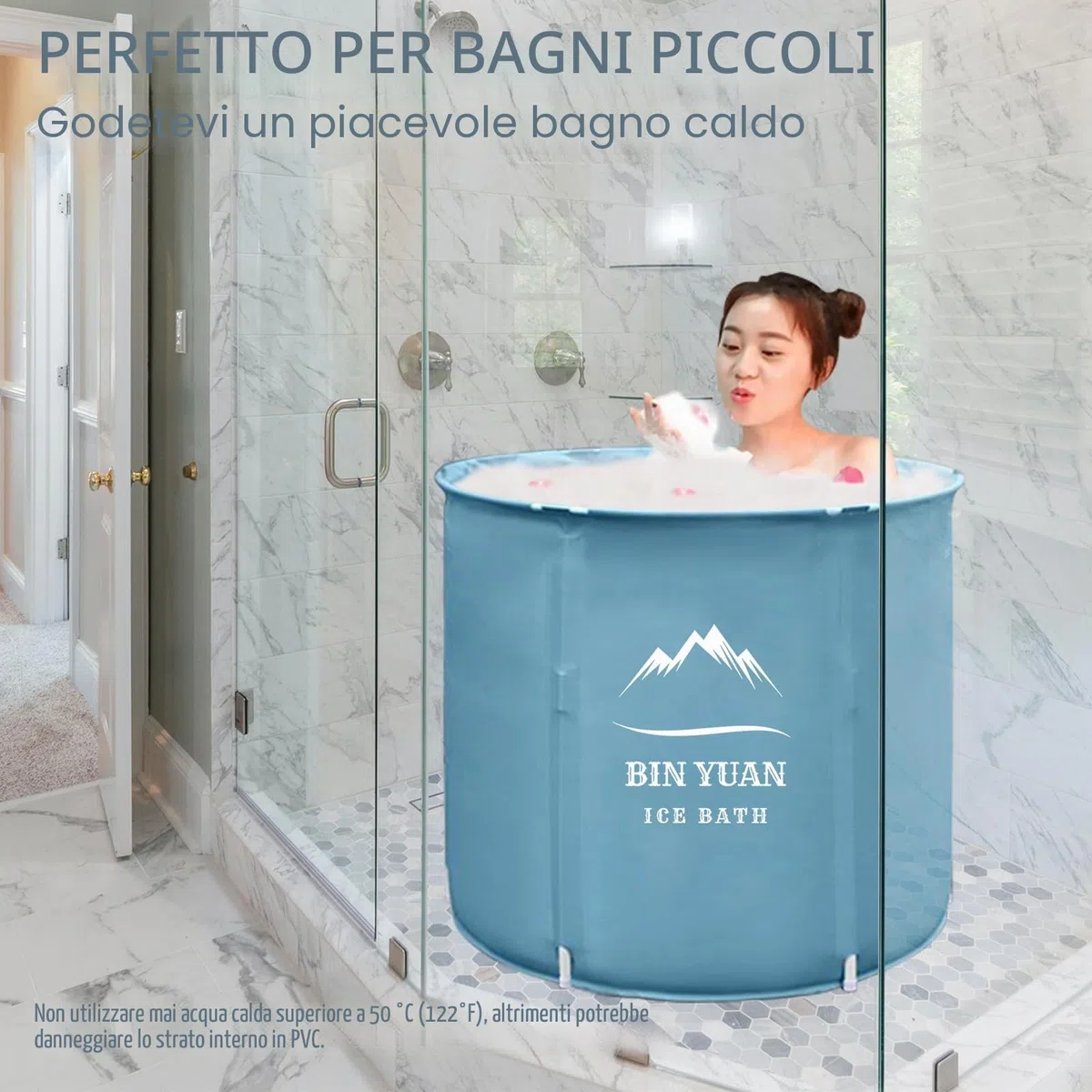 Vasca Da Bagno Ghiaccio Pieghevole Portatile per Adulti, 70x68cm Ice Bath Tub Freestanding, per Soaking Spa, Sale