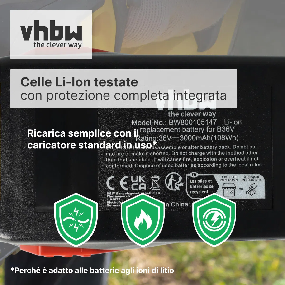 vhbw 2x batteria compatibile con Hilti TE6-A36, TE 6-A36 AVR, TE 500-A36, CPC 36V utensile (3000 mAh, Li-Ion, 36 V)