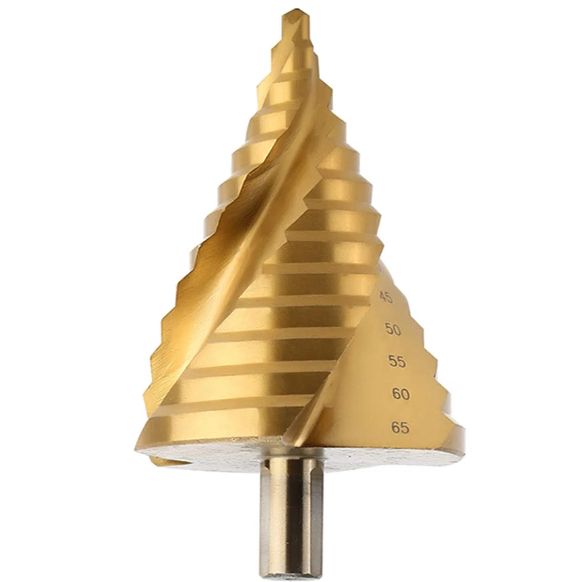 6-65 mm Grande HSS Spiral Groove Step Drill Rivestito in Titanio, Passo 13