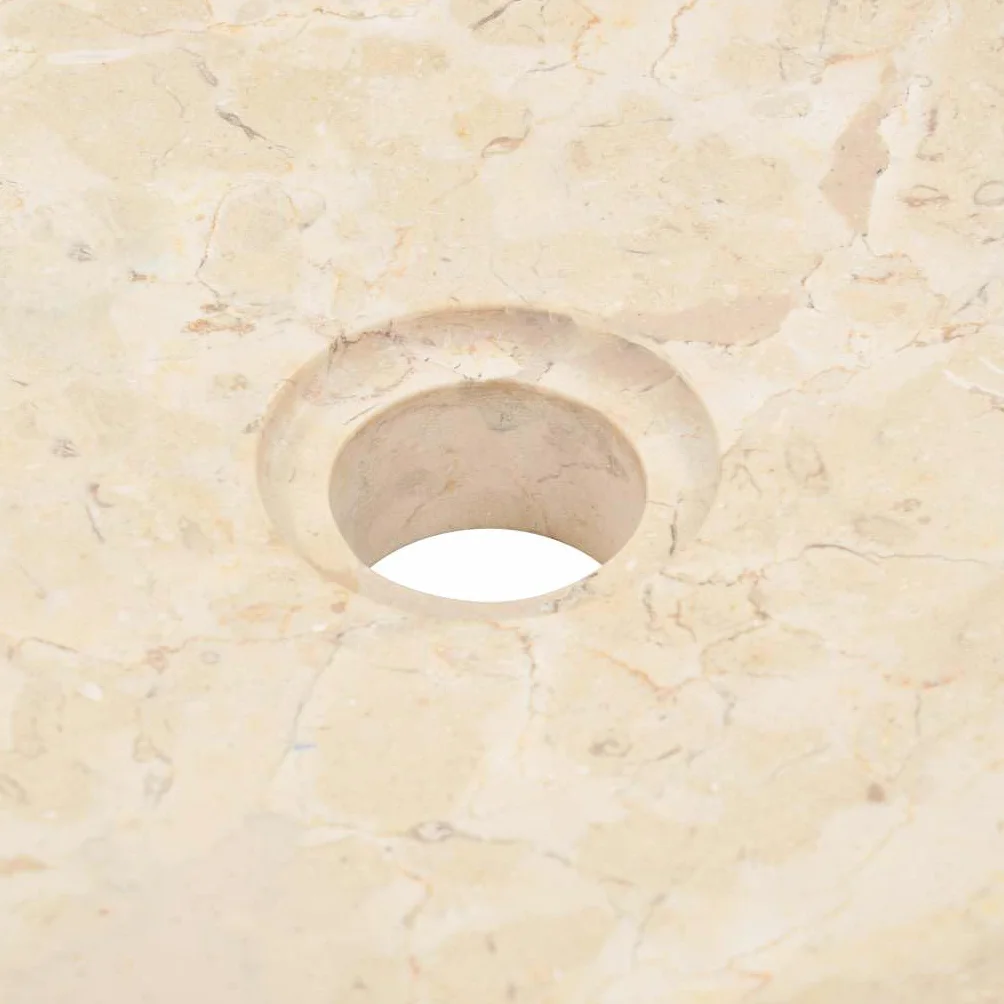 vidaXL Lavandino con Foro di Scarico Rotondo Classico Elegante Lavello Lavabo Arredo Bagno Sanitari 40x12 cm in Marmo Crema Naturale