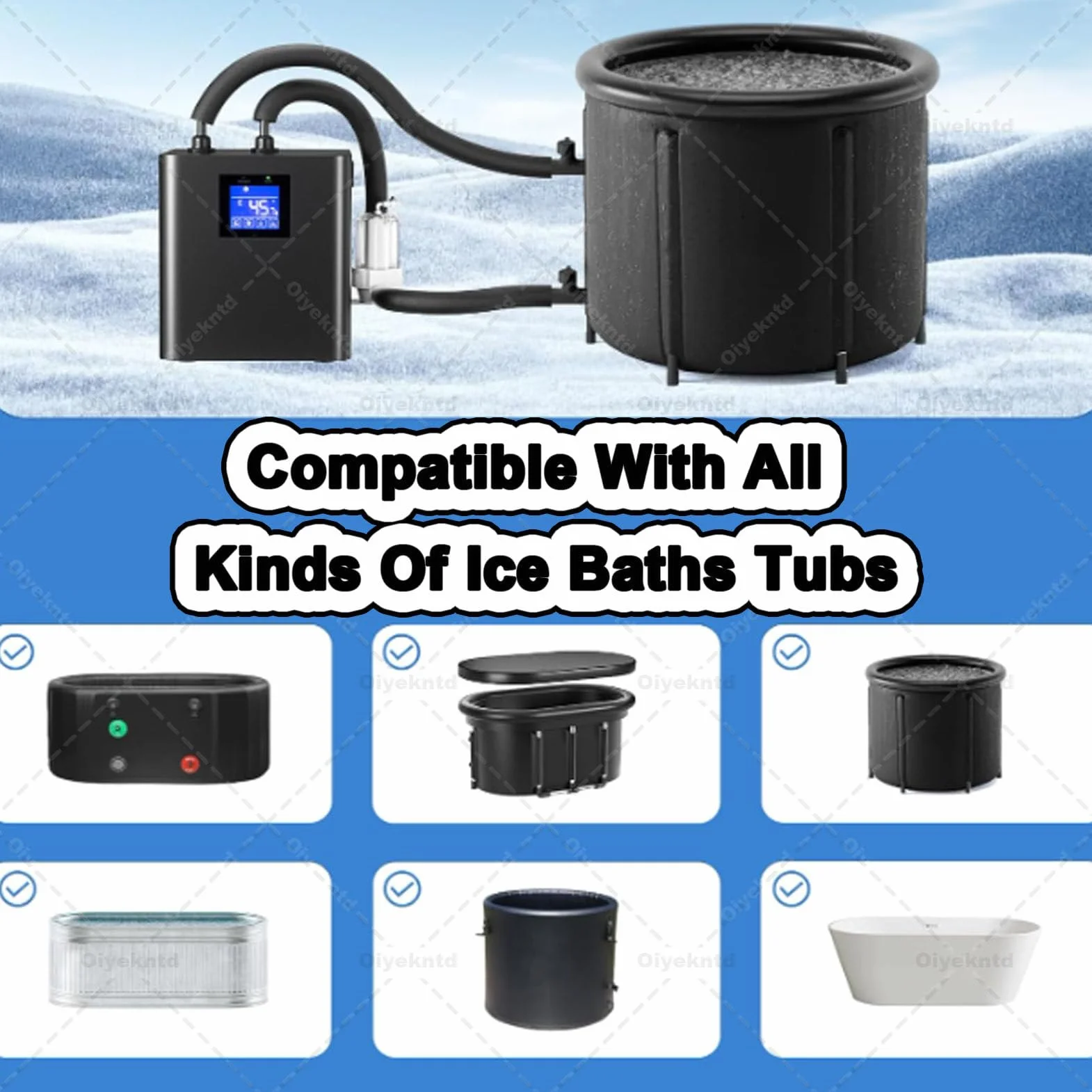 Refrigeratore d'acqua per vasche idromassaggio fredde, refrigeratore d'acqua per vasche idromassaggio fredde con 2 pompe, filtro esterno e telecomando, unità di raffreddamento d'acqua per vasche