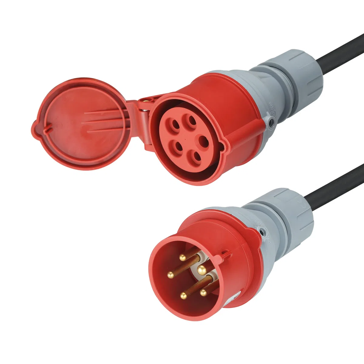 XUANSHI Cavo di prolunga CEE, 2 m, H07RN-F 5G, 2,5 mm², 400 V, 16 A, prolunga CEE a 5 poli con spina, IP44, per cantieri, industrie, esterni
