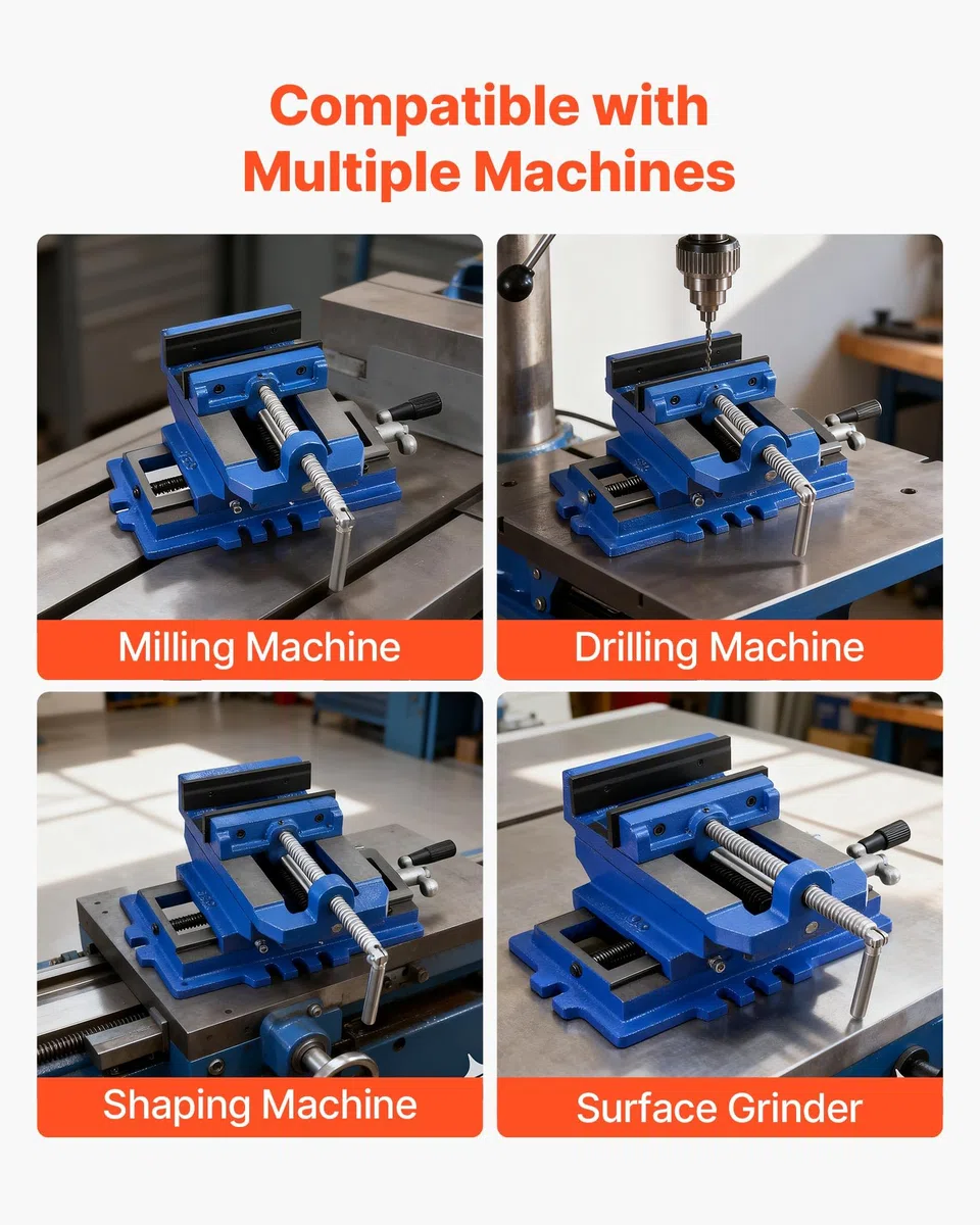 VEVOR Morsa per Trapano a Colonna con Slitta Trasversale, Larghezza Ganasce 101,6 mm, Morsa da Banco con Asse XY a 2 Vie, Morsetto per Banco da Lavoro per Fresatrice CNC per Lavorazione del Legno