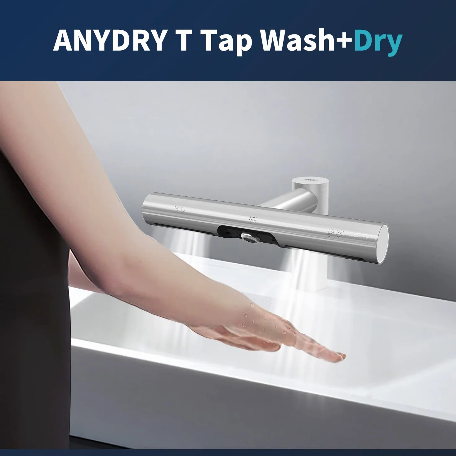 anydry 7120 Rubinetto per Asciuga Mani Lavaggio e Asciugatura Automatici in Un Rubinetto per Asciuga Mani Spazzolato