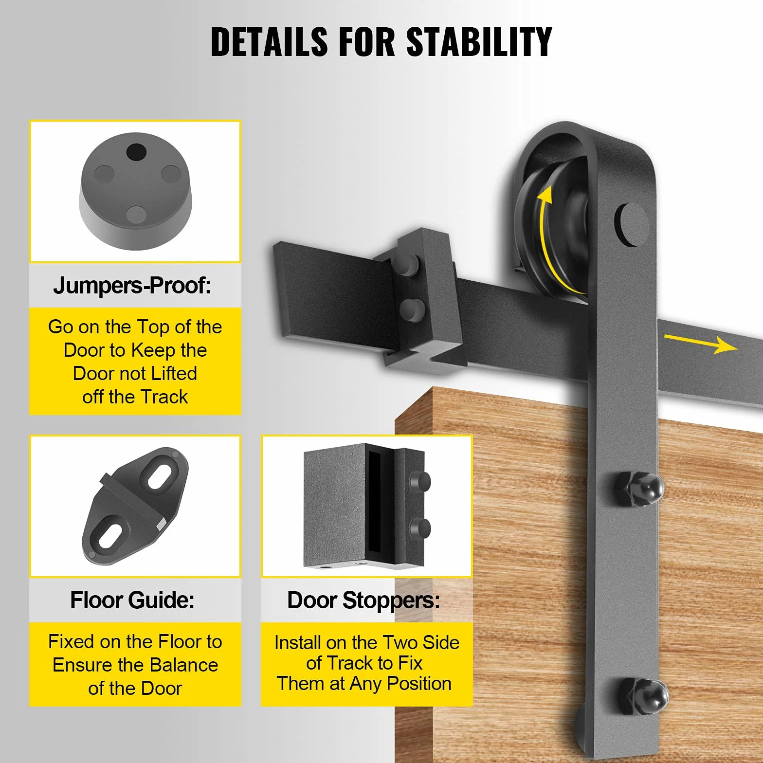 VEVOR gcm-do2 scorrevole 3,5 m, kit hardware doppio portante 150 kg, binario per fienile in acciaio al carbonio, spessore 4-4,5 cm e pannello porta largo 1,8 m, nero