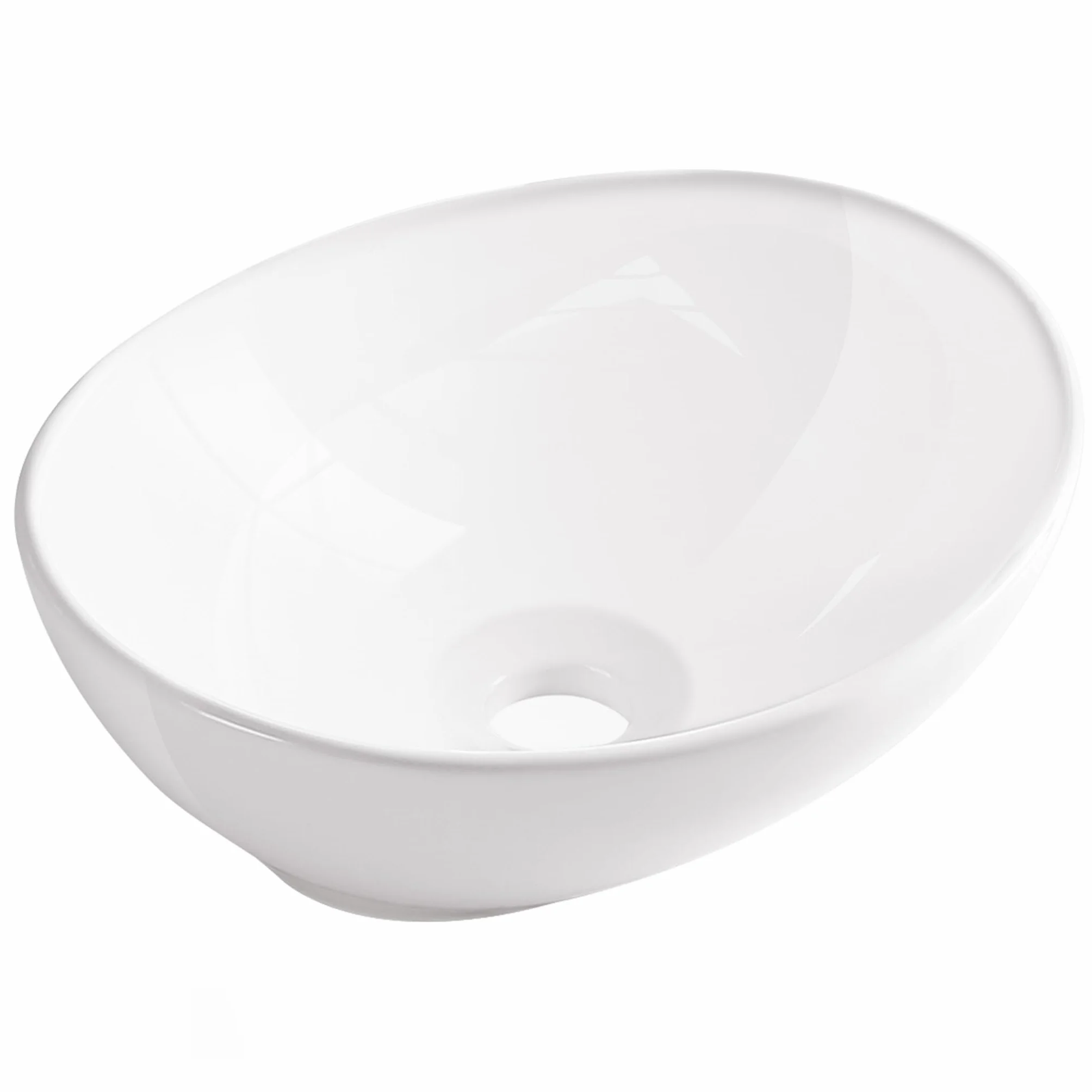 AQUAUNO GOYA - Lavabo da appoggio, 42 x 33 cm, ovale, in ceramica bianca, senza foro per rubinetto e troppopieno, per sanitari, bagno e WC per ospiti