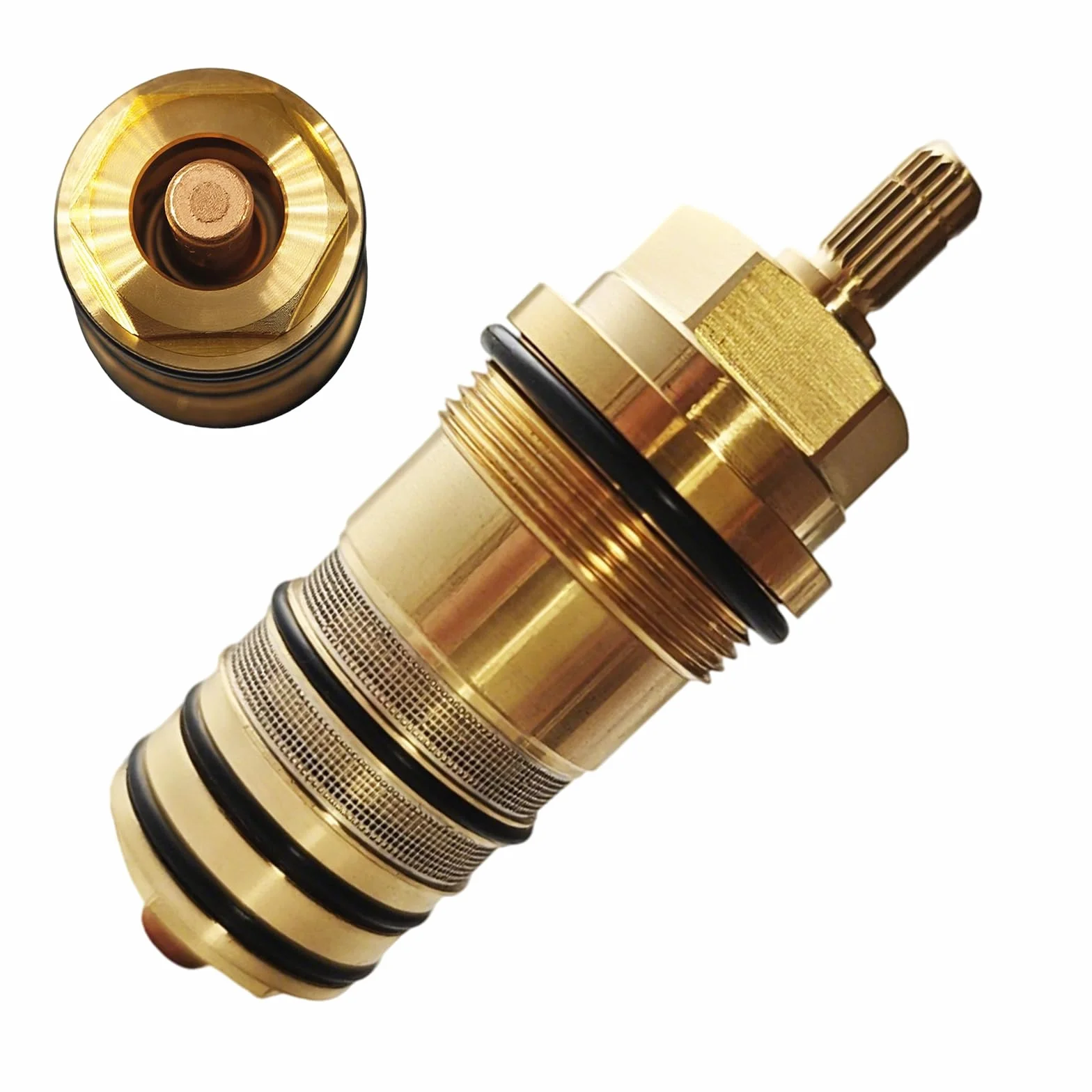 94282000 Unità di controllo della temperatura in ottone, cartuccia termostatica per doccia in ottone, 3/4", adatta per doccia Hansgrohe Ecostat, termostato per vasca a 2/3 fori, per miscelatore