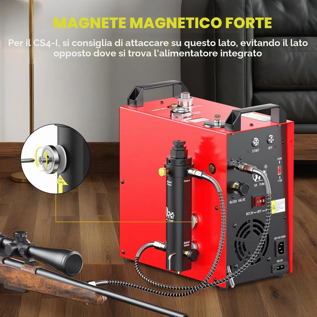 Filtro professionale per compressore d'aria PCP – GX 5800PSI separatore olio/acqua con magnete e montaggio a vite, con valvola di tenuta della pressione 2000 psi, filtro aria secca per bombole
