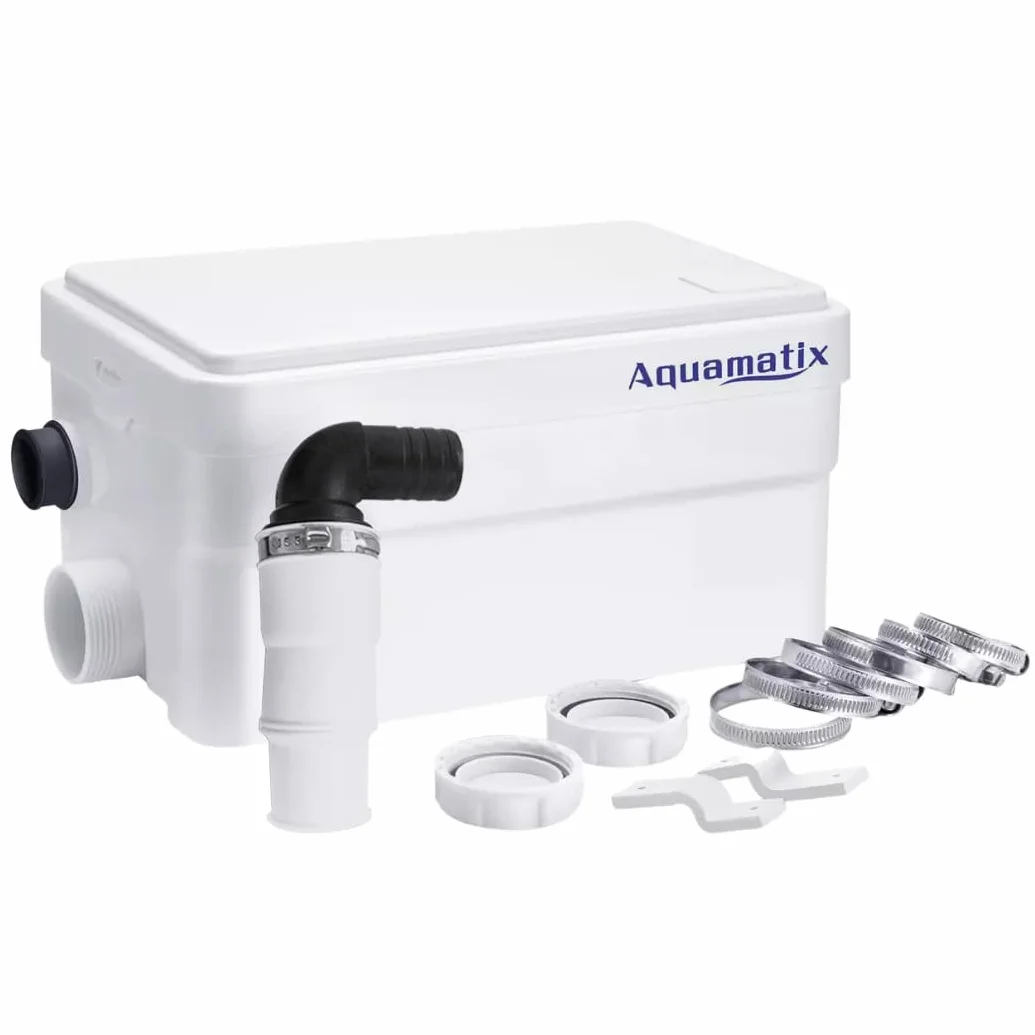 Aquamatix Duscha Pompa Doccia 250W Trituratore Pompa Maceratore 10m Distanza di pompaggio verticale 135L/min per docce, lavandini 2 ingressi con filtro a carbone