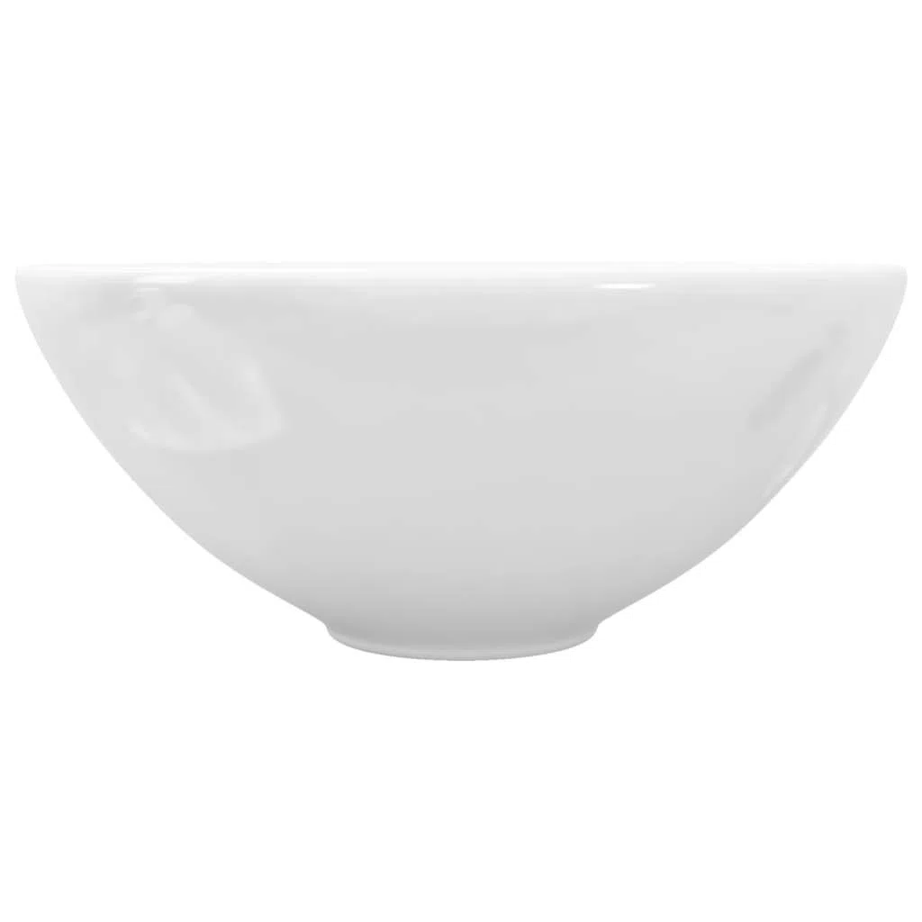 vidaXL Lavandino Appoggio da Bagno in Ceramica Bianca Rotondo Lavello Lavabo