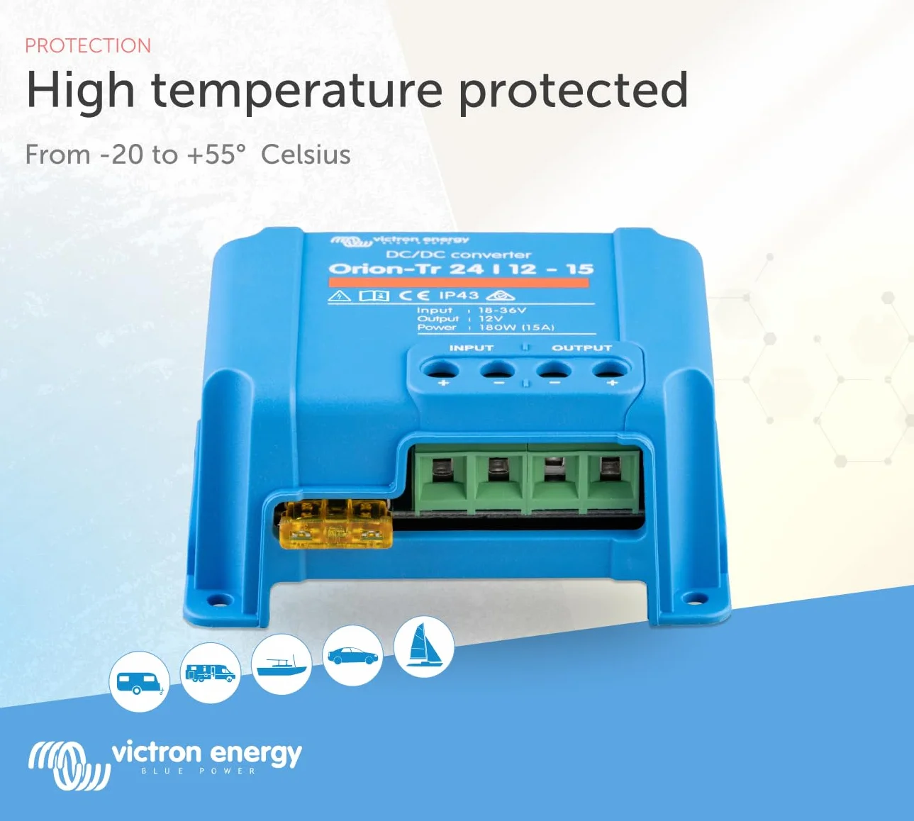 Victron Energy Orion-TR IP43 24/12-Volt 15 amp 180-Watt Convertitore DC/DC, Non Isolato