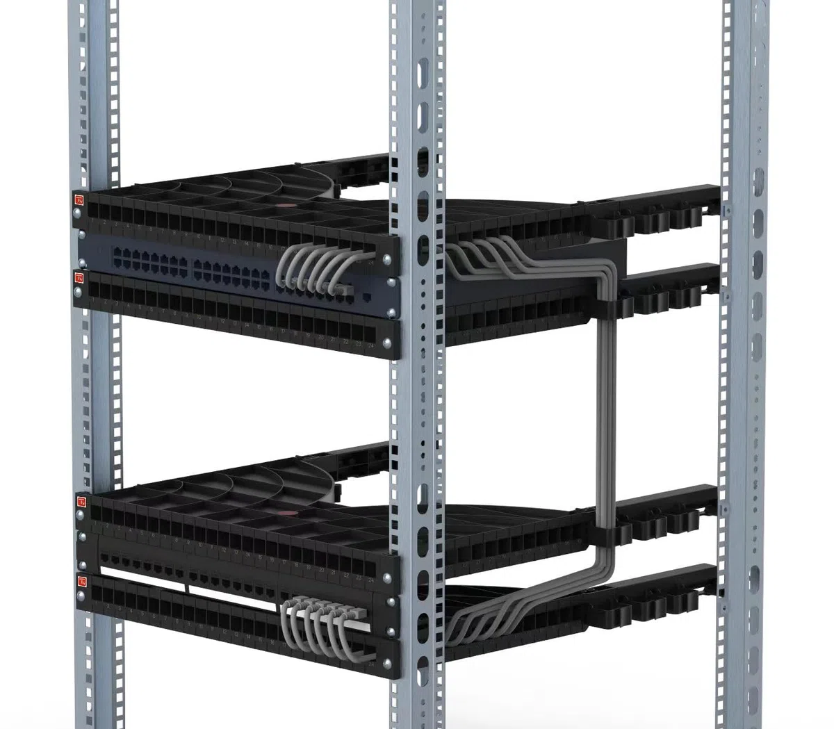 Techly Professional 367720 Mensola Gestione Cavi su Rack 19" 24 Porte P.800 mm Nero