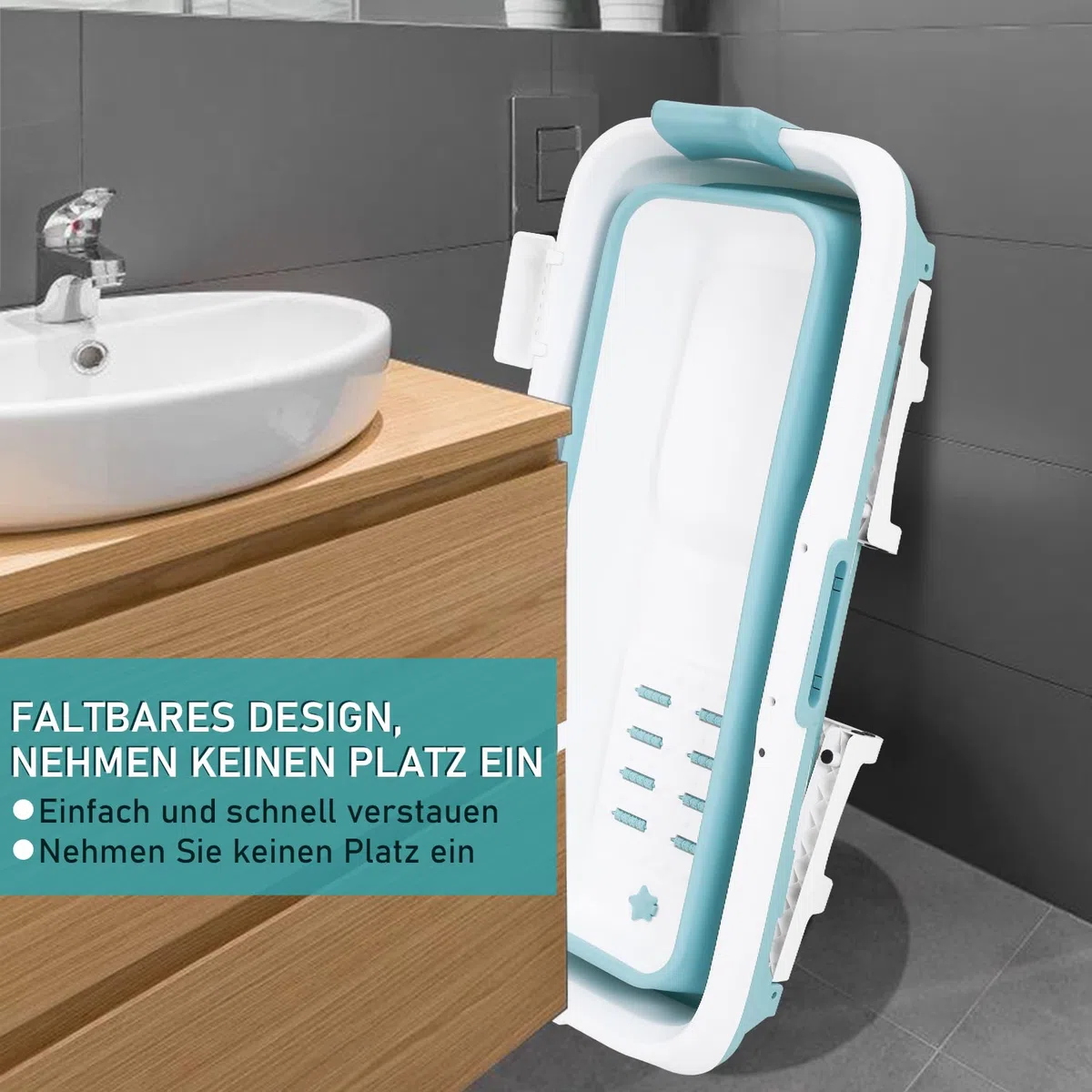 Fiqops Vasca da bagno pieghevole per adulti, XXL, 149 x 60 x 50 cm, pieghevole, con copertura per vasca da bagno, doccia e balcone