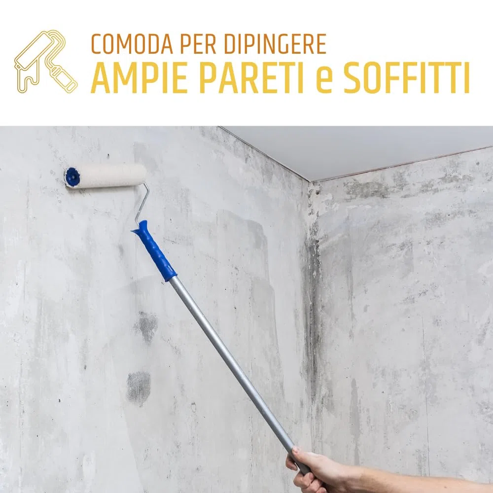 PENNELLIFICIO 2000 | Asta Telescopica Allungabile in Alluminio per Rullo, Completa di Cono, Superleggera, Indicata per Verniciare, Lunghezza da 110 cm a 200 cm - Made in Italy