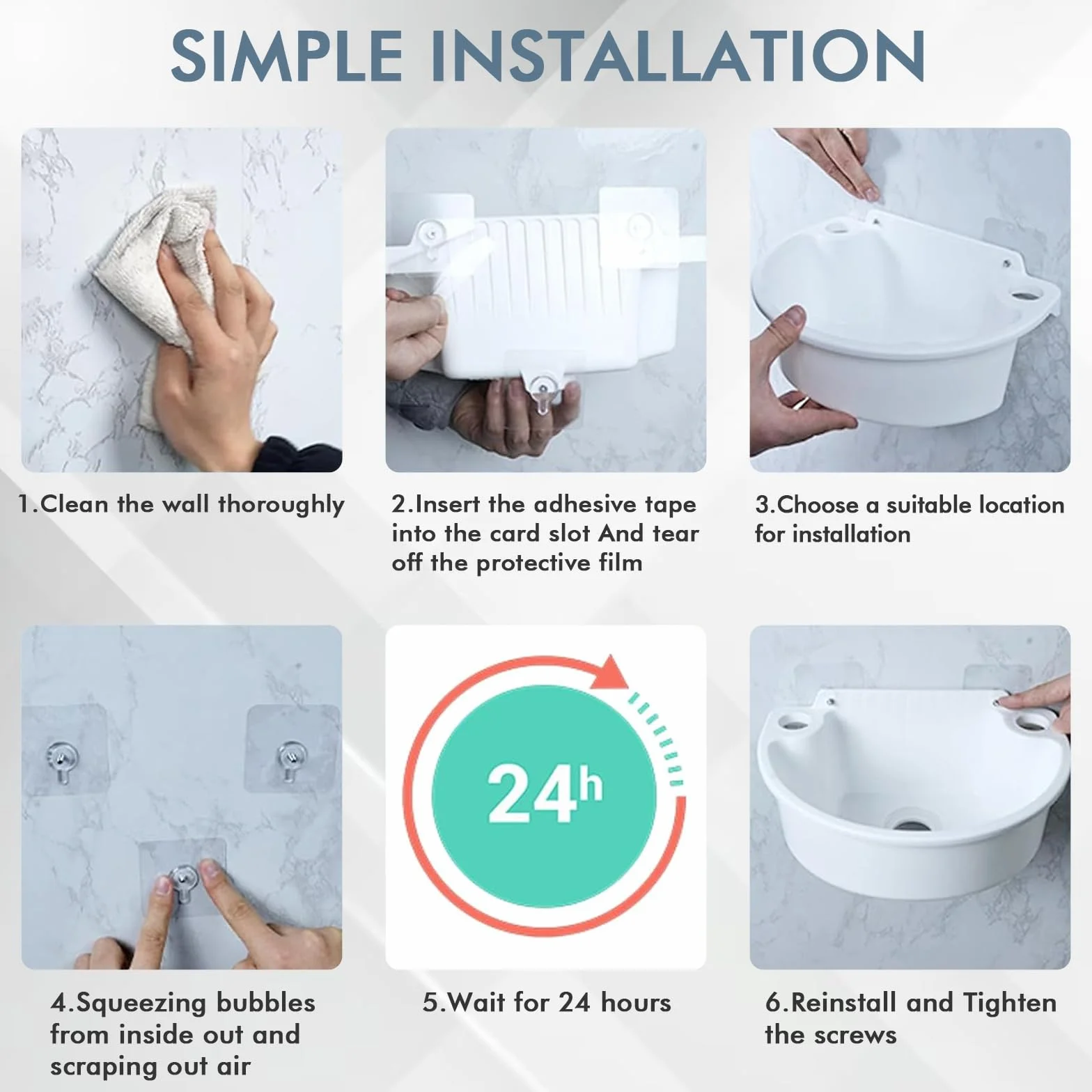 Lavabo in plastica, semplice lavello in plastica, con tubo e scarico per giardino, garage, cantina, camper, lavandino da giardino