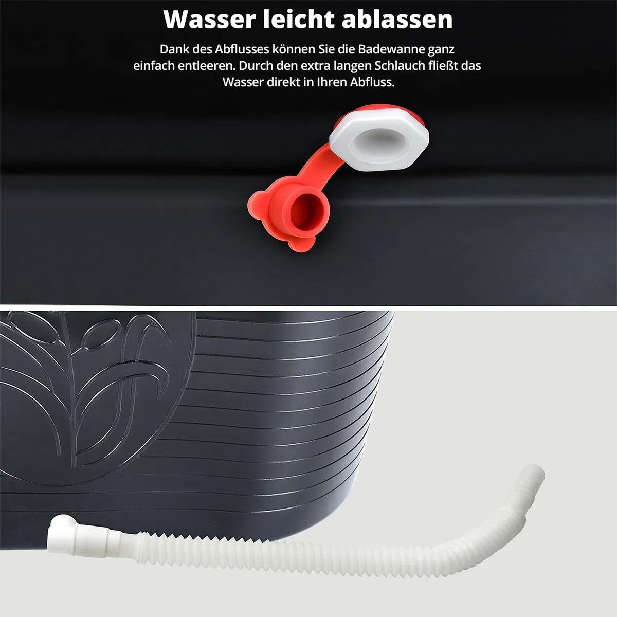 FLINQ Bath Bucket Nero - Vasca da Bagno Portatile per Adulti e Bambini - Ideale per Piccoli Bagni - Vasca in Plastica XL per Doccia