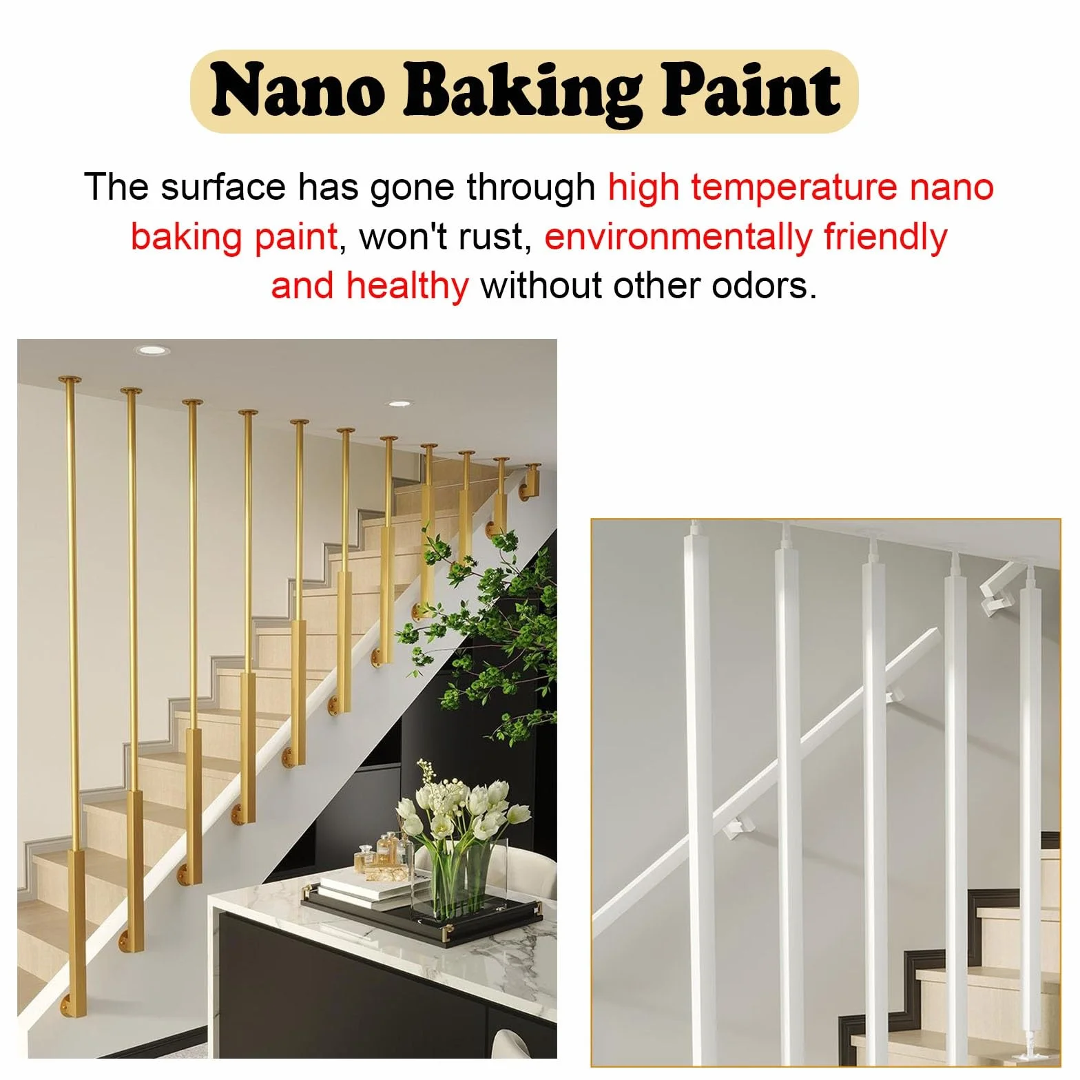 Ringhiera Per Scale Balaustre per scale personalizzabili in ferro nero per interni, Moderno ponte balaustre per case decorativo, Oro/bianco Colonna a balaustro per mansarda/corridoio(Black,0.5m/19.7in