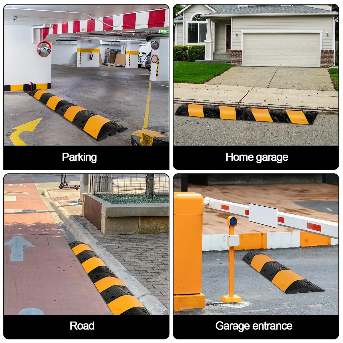 Nisorpa Gobbe di velocità in gomma da 101,6 cm con 4 bulloni Protezione per cavo vialetto a 2 canali Rampa Modulare Speed Bump per vialetto Parcheggio Garage Capacità di carico 100 kg, 100 × 30 × 6 cm