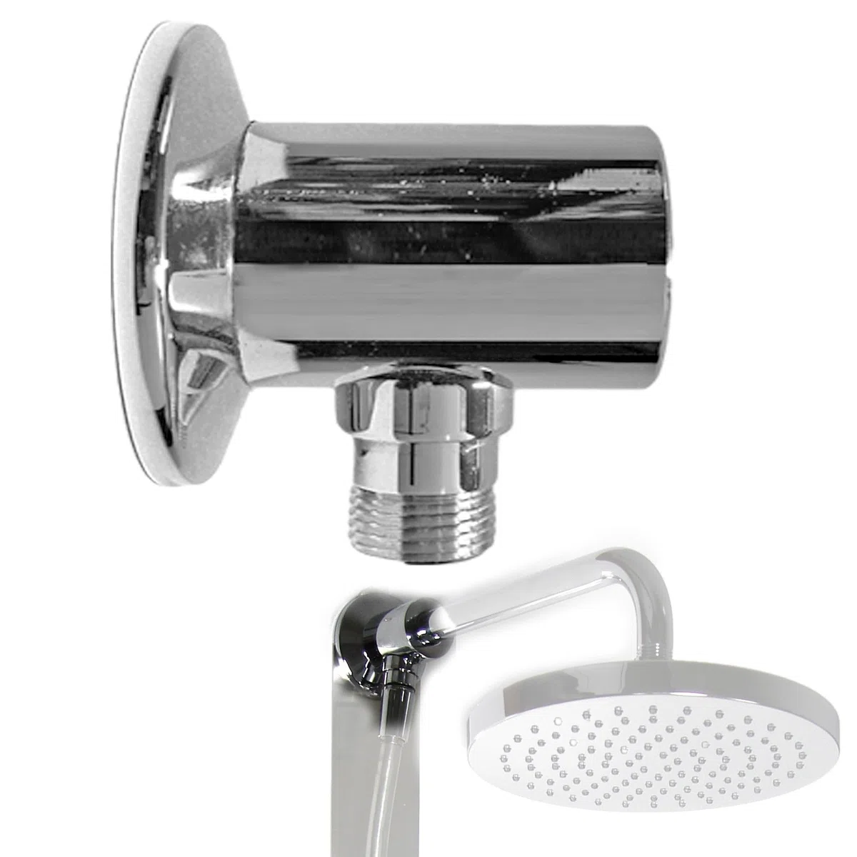 BAGNOCLIC - Deviatore a Pressione Foxy in Ottone Cromato | Con Rosone e Niplex 1/2x1/2 | Attacco Universale Standard | Permette Uso Soffione + Doccetta | Facile da Installare