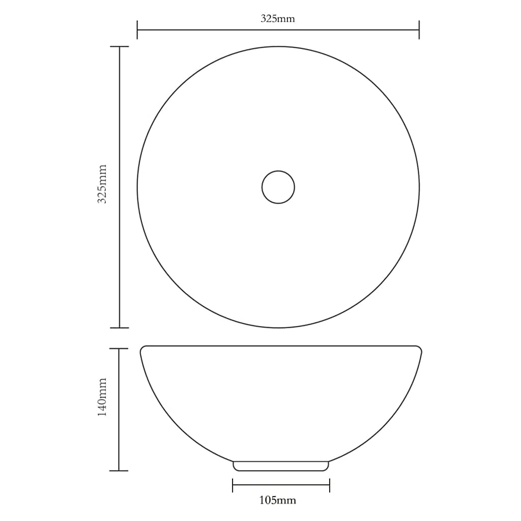 vidaXL Lavandino Appoggio da Bagno in Ceramica Bianca Rotondo Lavello Lavabo