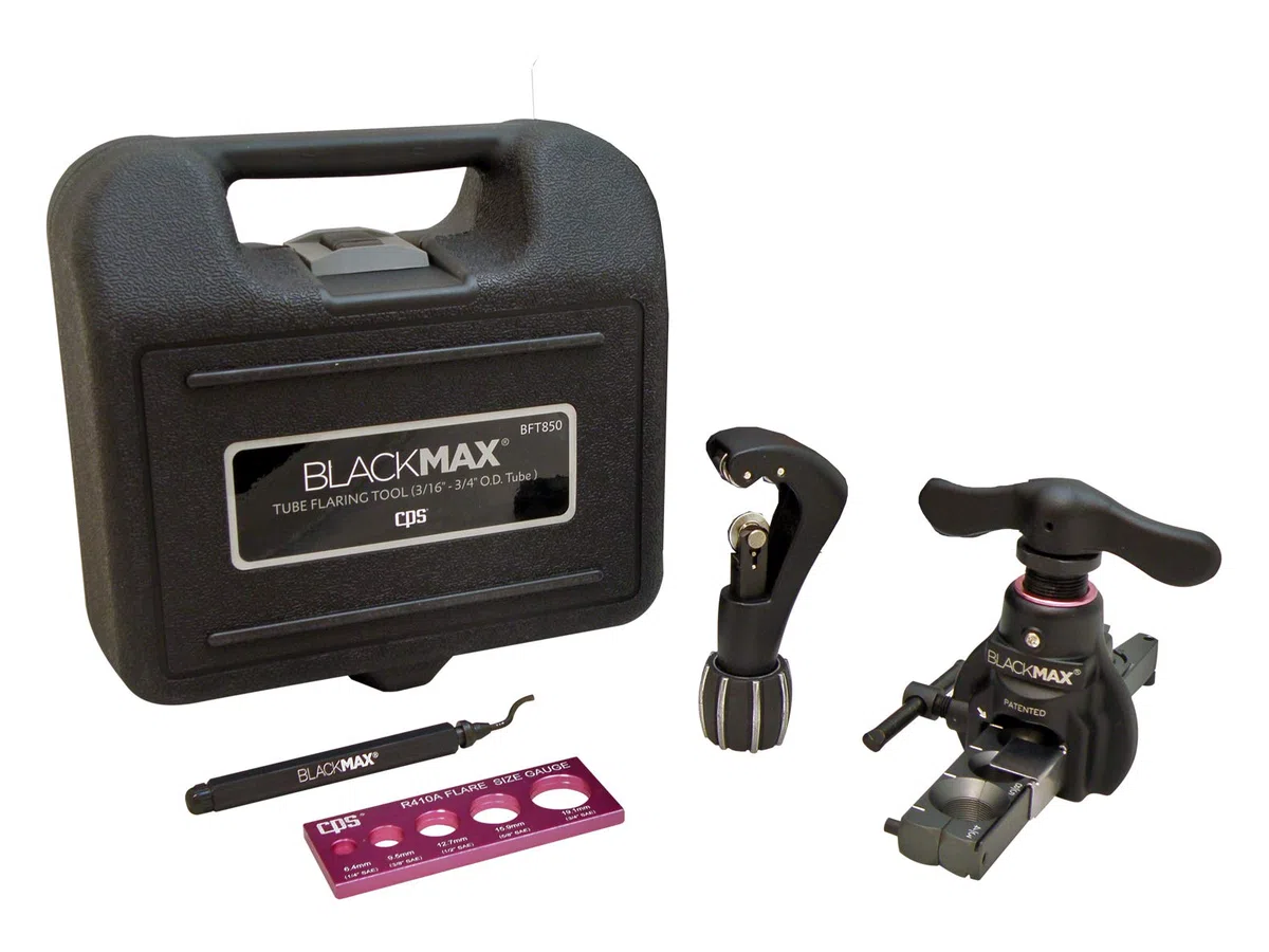 CPS BlackMAX BFT850K leggero R-410A - Kit di utensili per svasatura a frizione, con indicatore di misura della svasatura, taglierina e sbavatura