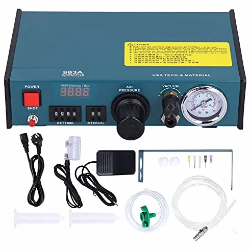 Distributore Automatico Colla, Dispenser di Colla Semiautomatico Dispenser di Adesivo Liquido con Display Digitale Operazioni Semi-Automatiche/Manuali(AC220V EU Plug)