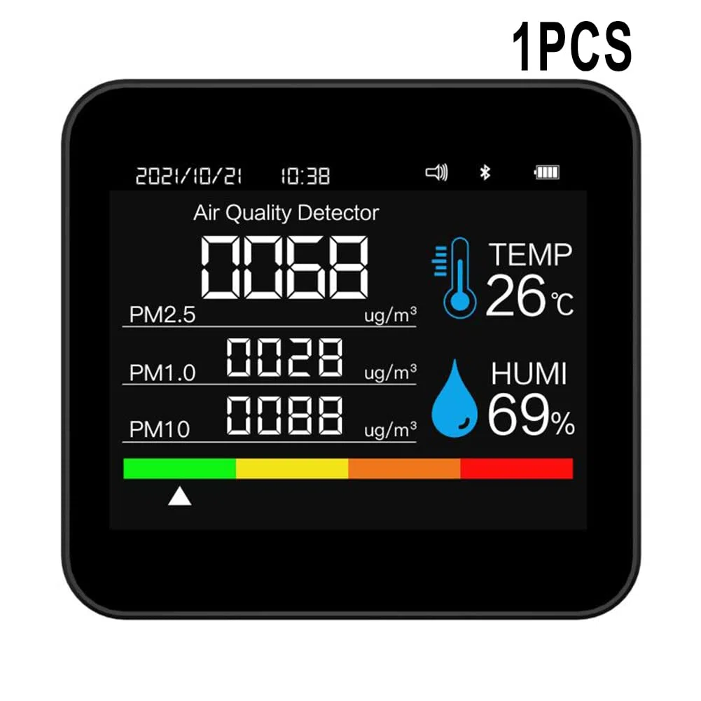 Rilevatore di , 9 in 1 Monitor di anidride carbonica, caricatore USB Rilevatore del sensore di qualità dell'aria con umidità della temperatura