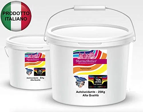 Stucco Veneziano Autolucidante Classico GRASSELLO DI CALCE- MARMORINO 10 COLORI 100% BIO HIGH-QUALITY - 8-25Kg LUCIDO (25 KG, BIANCO)