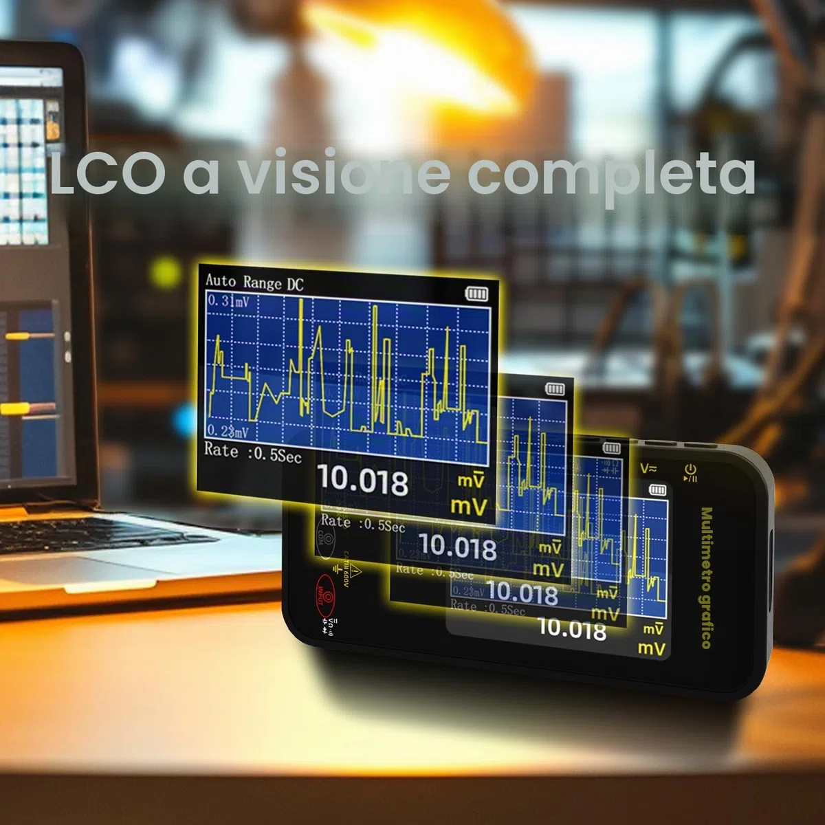 BSIDE S500 Multimetro Digitale 20000 Conteggi Multimetro Grafico Tascabile TRMS 1000V 10A con Schermo Rotante a Colori, Tester Elettricista di Corrente Tensione Millivolt AC Peak Capacità Temperatura