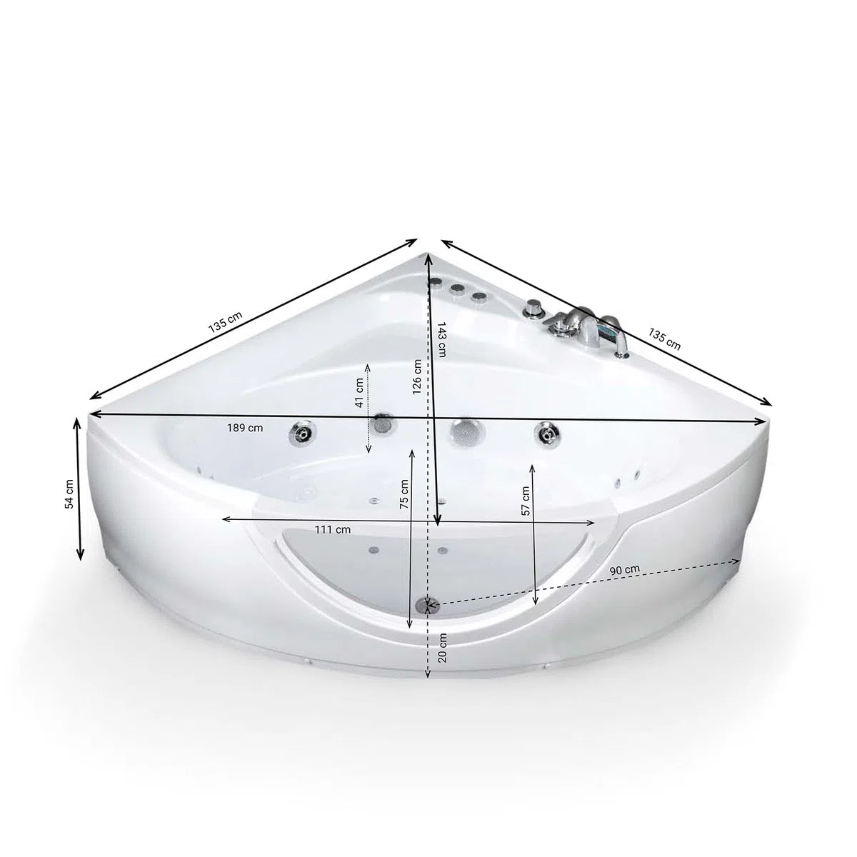 SPALINA TASMANIE White Jets - Vasca idromassaggio oblò L 135 x l 135 cm, by