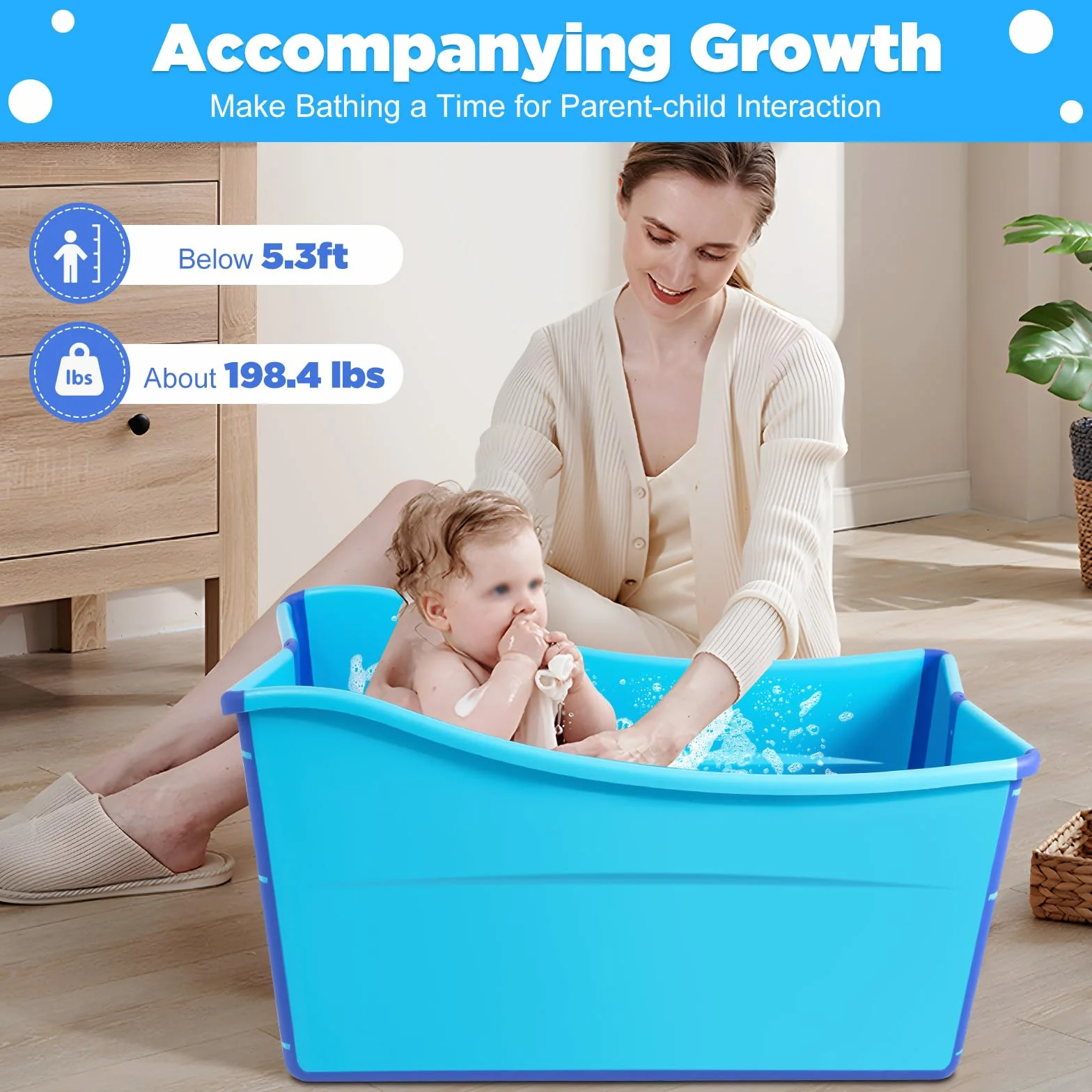 Vasca da bagno pieghevole per adulti, 98 x 50 x 56 cm, colore: blu, grande famiglia, vasca da bagno, in plastica, per doccia, sauna