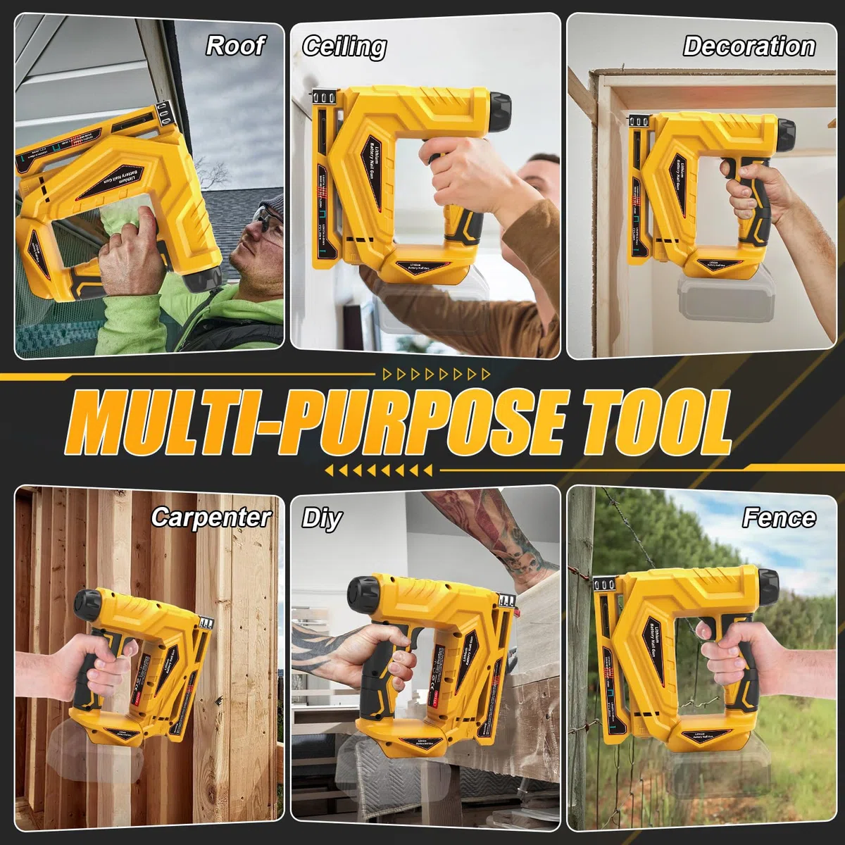 Roadtime Chiodatrice a batteria per batterie DeWalt da 20 V (senza batteria), 18 GA e pistola per unghie tipo 140, pistola senza spazzole max. 150 colpi/min, con 1000 chiodi e 1000 graffette, per fai