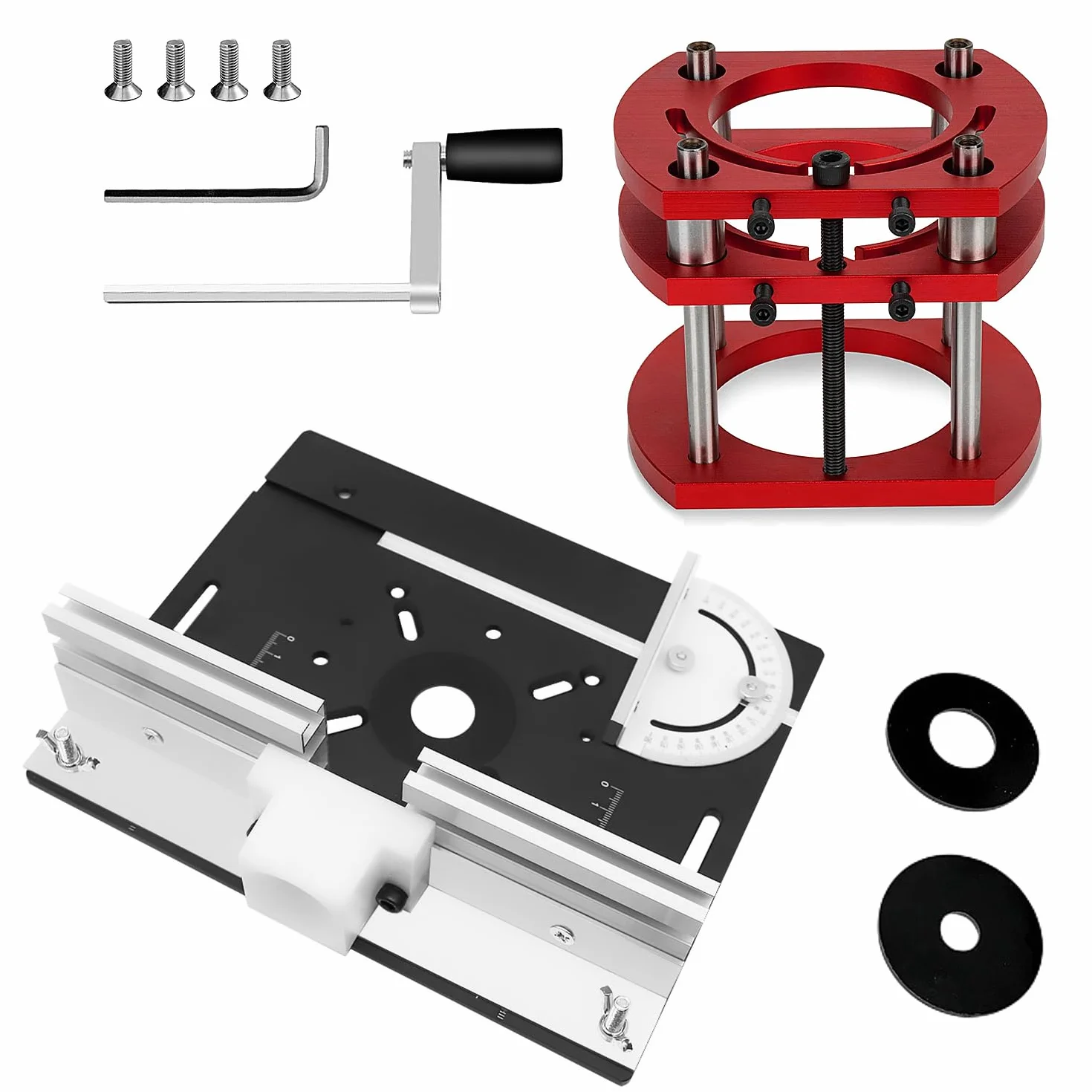 Set di 2 Piastra Fresatrice Da Banco in Alluminio, Piastre per Fresatura con Router Lift, Accessori per Fresatrice per La Lavorazione Del Legno